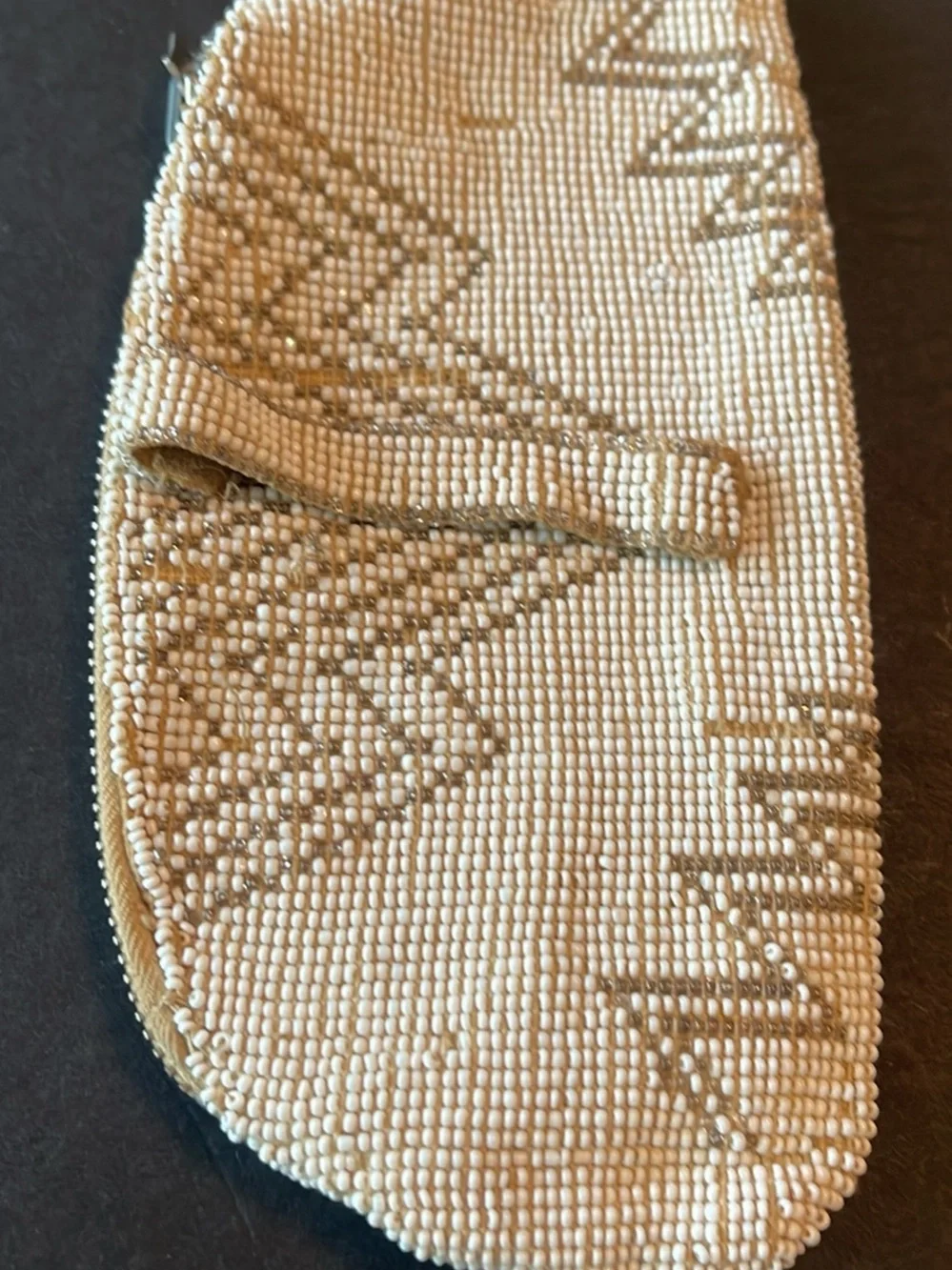 Beaded Clutch Purse in Ivory and Gold